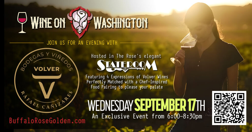 Wine on Washington with Bodegas y Vinedos Volver in the Buffalo Rose State Room