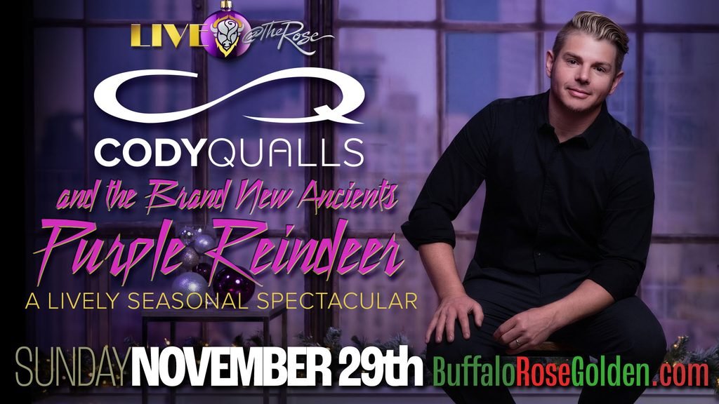 Buffalo Rose Presents
Cody Qualls Holiday Performance
Purple Reindeer : A Lively Seasonal Spectacular
November 29, 2026 • 6:00 pm
DOORS 5:00pm  •  18+ (Under 18 allowed with parent or guardian)
