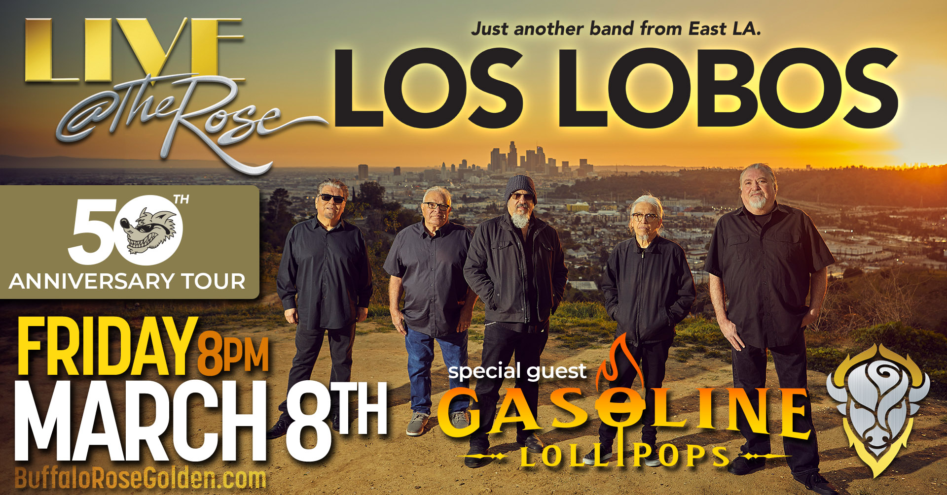 Los Lobos 50th Anniversary Tour March 8th LIVE at the Rose